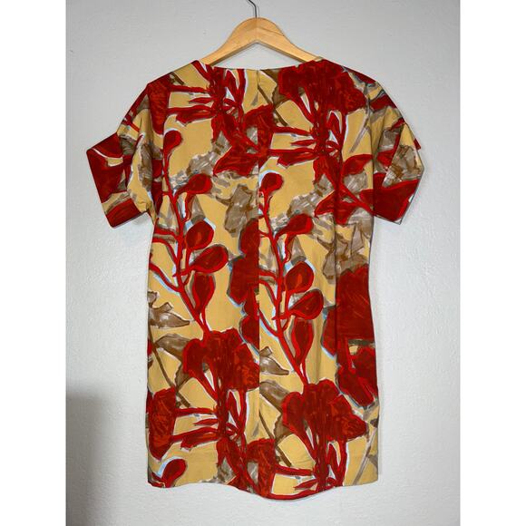 COS Printed Roll Sleeved Short Shift Dress Womens 2 Floral Abstract Art to Wear - Picture 7 of 11